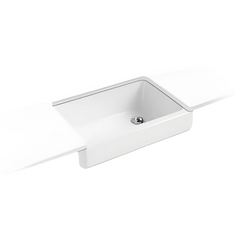 Kohler K-5826-0 Whitehaven Enameled Cast Iron Single-Bowl Rectangular Undermount Kitchen Sink with Short Apron 32-1/2 in L x 21-9/16 in W x 9-5/8 in H