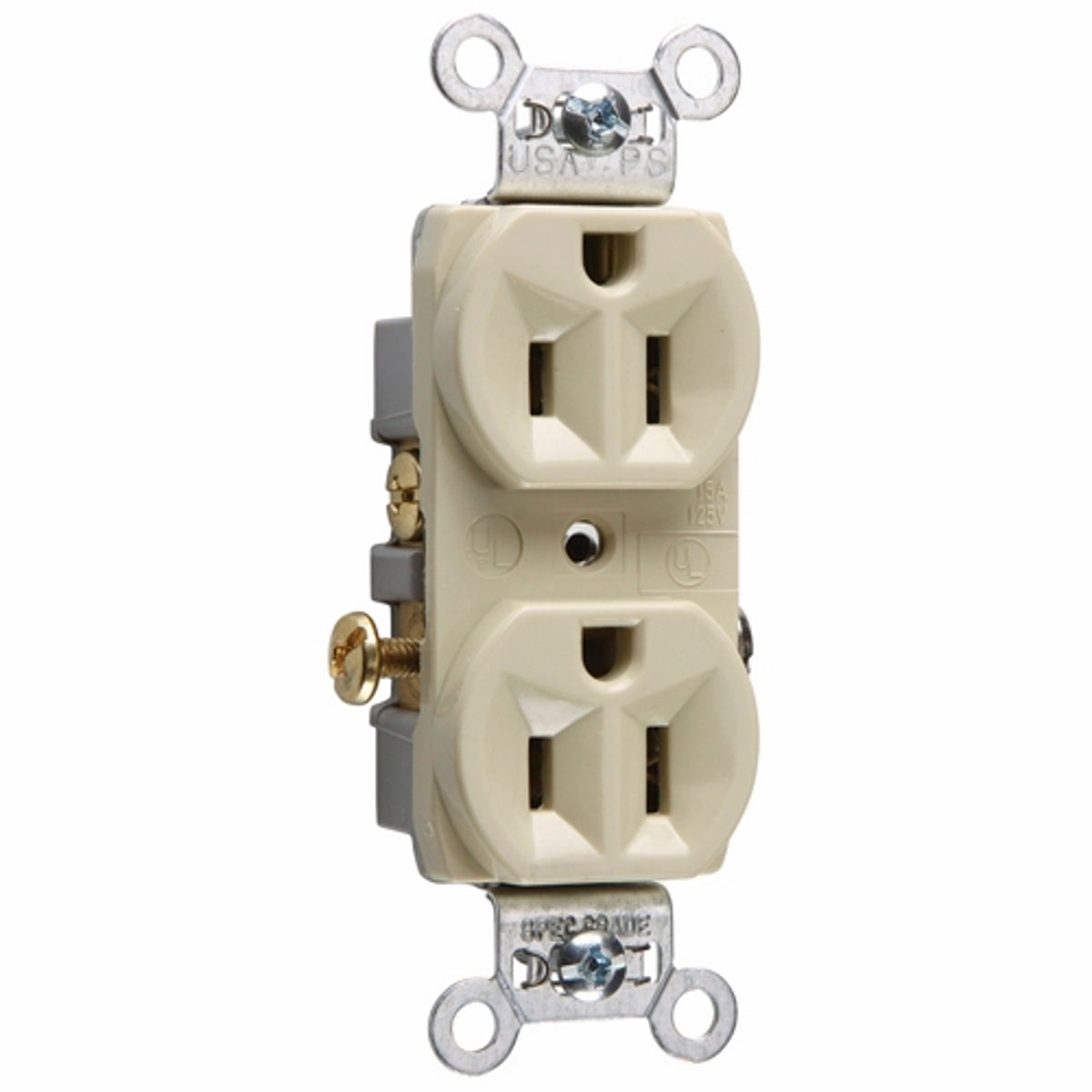 Legrand-Pass & Seymour CR15-I Commercial Spec Grade Duplex Receptacle Side Wire 15amp 125volt Ivory