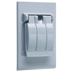 Legrand 3760 Weatherproof Cover Single Receptacle Vertical Single CoverThree PositionFlip-Lid Gray