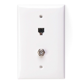 Leviton 40539-CMW Midsize Telephone/Video Wall Jack, 6P4C F, White