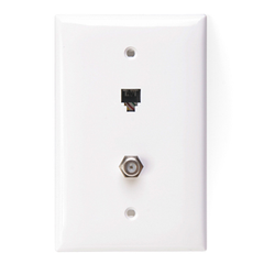 Leviton 40539-CMW Midsize Telephone/Video Wall Jack, 6P4C F, White