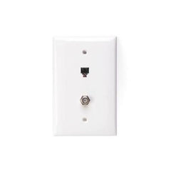 Leviton 40539-CMW Midsize Telephone/Video Wall Jack, 6P4C F, White