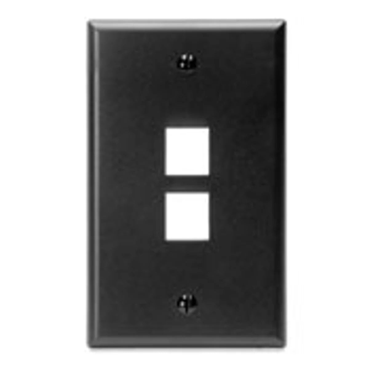 Leviton 41080-2EP Single-Gang QuickPort Wall Plate, 2-Ports, Black