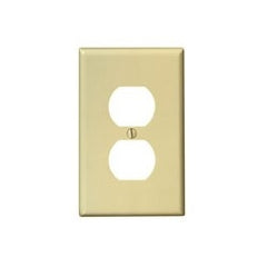 Leviton PJ8-I 1-Gang Duplex Receptacle Wallplate, Midway Size, Ivory