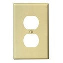 Leviton PJ8-I 1-Gang Duplex Receptacle Wallplate, Midway Size, Ivory