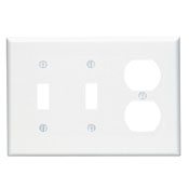 Leviton PJ21-W Midway Size Combination Wallplate 3 Gangs 2 Toggle 1 Duplex