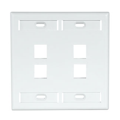 Leviton 42080-4WP Dual Gang QuickPort Wall Plate with ID Windows, 4-Port, White