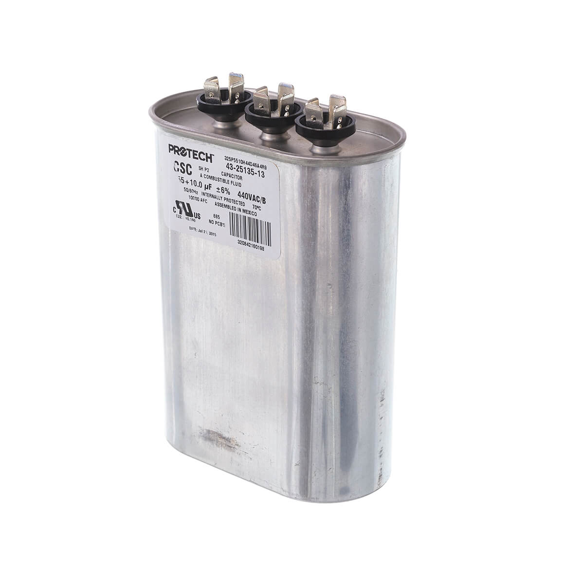 Rheem 43-25135-13 Rheem Dual Oval Capacitor, 55/10uF, 440V