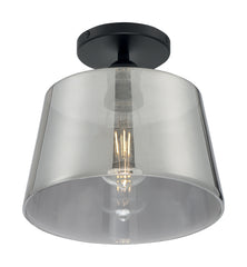 SATCO 60/7334 Motif 1 Light 10 In. Semi-Flush Black With Smoked Glass