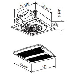 Broan LP510R Lo-Profile Bathroom Exhaust Vent Fan Power 120V (4 Inch Duct) Replacement MPN LP510R