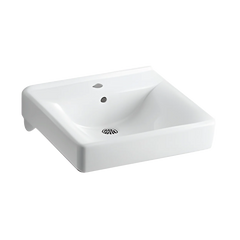 Kohler K-2084-0 Soho 20 Inch L x 18 Inch W x 7-1/2 Inch D 1-Basin 1-Bowl Vitreous China Wall Mount Commercial Bathroom Sink