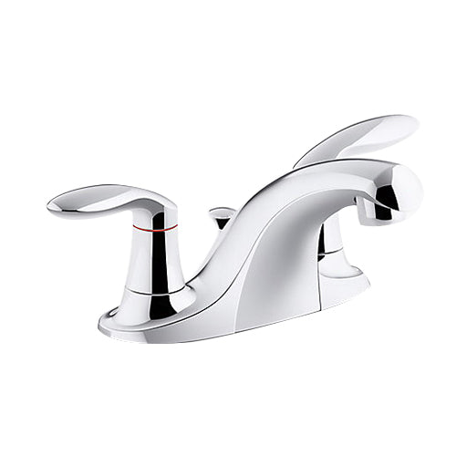 Kohler K-15241-4RA-CP Coralais Two Handle Centerset Lavatory Faucet with Metal Pop-Up, Lever Handles, Polished Chrome