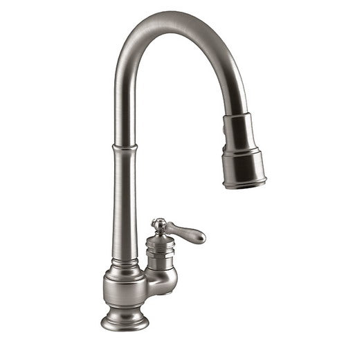 Kohler K-99260-VS Artifacts Classic Theme Pull-Down Kitchen Faucet, 1.8 gpm, 1 Handle, Vibrant Stainless