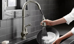 Kohler K-99260-VS Artifacts Classic Theme Pull-Down Kitchen Faucet, 1.8 gpm, 1 Handle, Vibrant Stainless