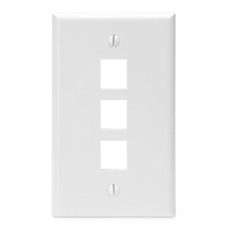 Leviton 41080-3WP Single-Gang QuickPort Wall Plate, 3-Ports, White