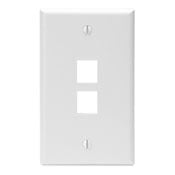 Leviton 41080-2WP Single-Gang QuickPort Wall Plate 2 Ports White