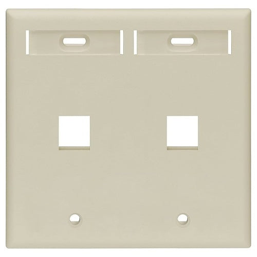 Leviton 42080-2IP Dual Gang QuickPort Wallplate with ID Windows, 2-Port, Ivory