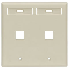 Leviton 42080-2IP Dual Gang QuickPort Wallplate with ID Windows, 2-Port, Ivory