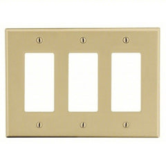 Leviton PJ263-I Decora 3-Gang Midway Size Wallplate, Ivory