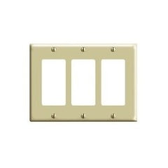 Leviton PJ263-I Decora 3-Gang Midway Size Wallplate, Ivory