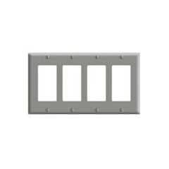 Leviton PJ264-I 4-Gang Decora/GFCI Decora Wallplate, Midway Size, Replacement MPN: PJ264-I