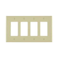 Leviton PJ264-I 4-Gang Decora/GFCI Decora Wallplate, Midway Size, Replacement MPN: PJ264-I