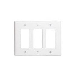 Leviton 80611-W 3-Gang Decora/GFCI Device Decora Wallplate, White