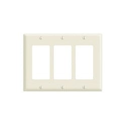 Leviton PJ263-T 3-Gang Decora/GFCI Decora Wallplate, Midway Size, Light Almond