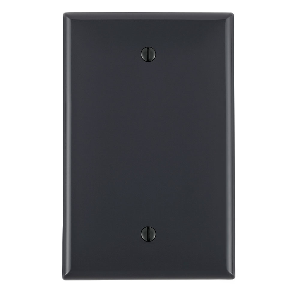 Leviton PJ13-E 1-Gang No Device Midway Size Thermoplastic Nylon Box Mount Black Blank Wallplate