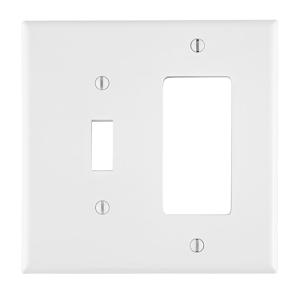 Leviton PJ126-W Combination Wall Plate Midway Size 2 Gang Toggle Decorator