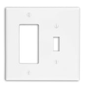 Leviton PJ126-W Combination Wall Plate Midway Size 2 Gang Toggle Decorator