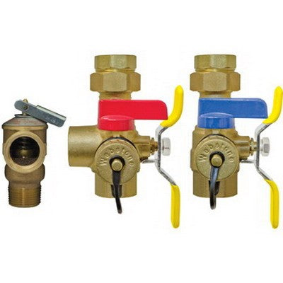 Nibco 44443WPR Brass Tankless Water Heater Service Valve Kit, 3/4 inch, IPS Union x IPS, 398 psi