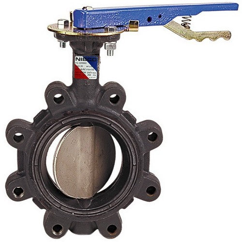 Nibco LD200034 4 Lug Ductile Iron Butterfly Valve EPDM Lever Handle 200 PSI