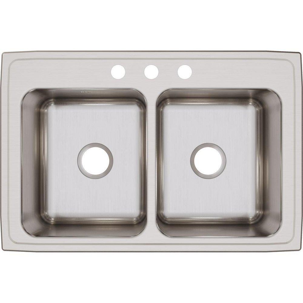 Elkay DLR3322103 Lustertone Classic Stainless Steel 33 x 22 x 10-1/8 Equal Double Bowl Drop-in Sink