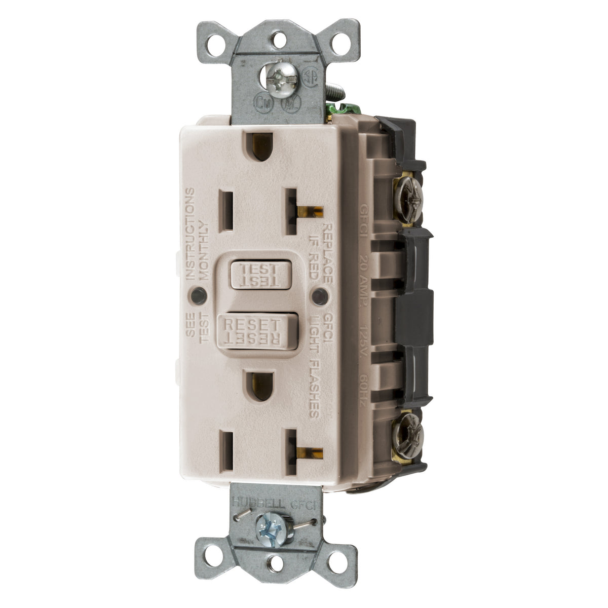 Hubbell GFRST20LA GFCI Receptacle 20A Light Almond