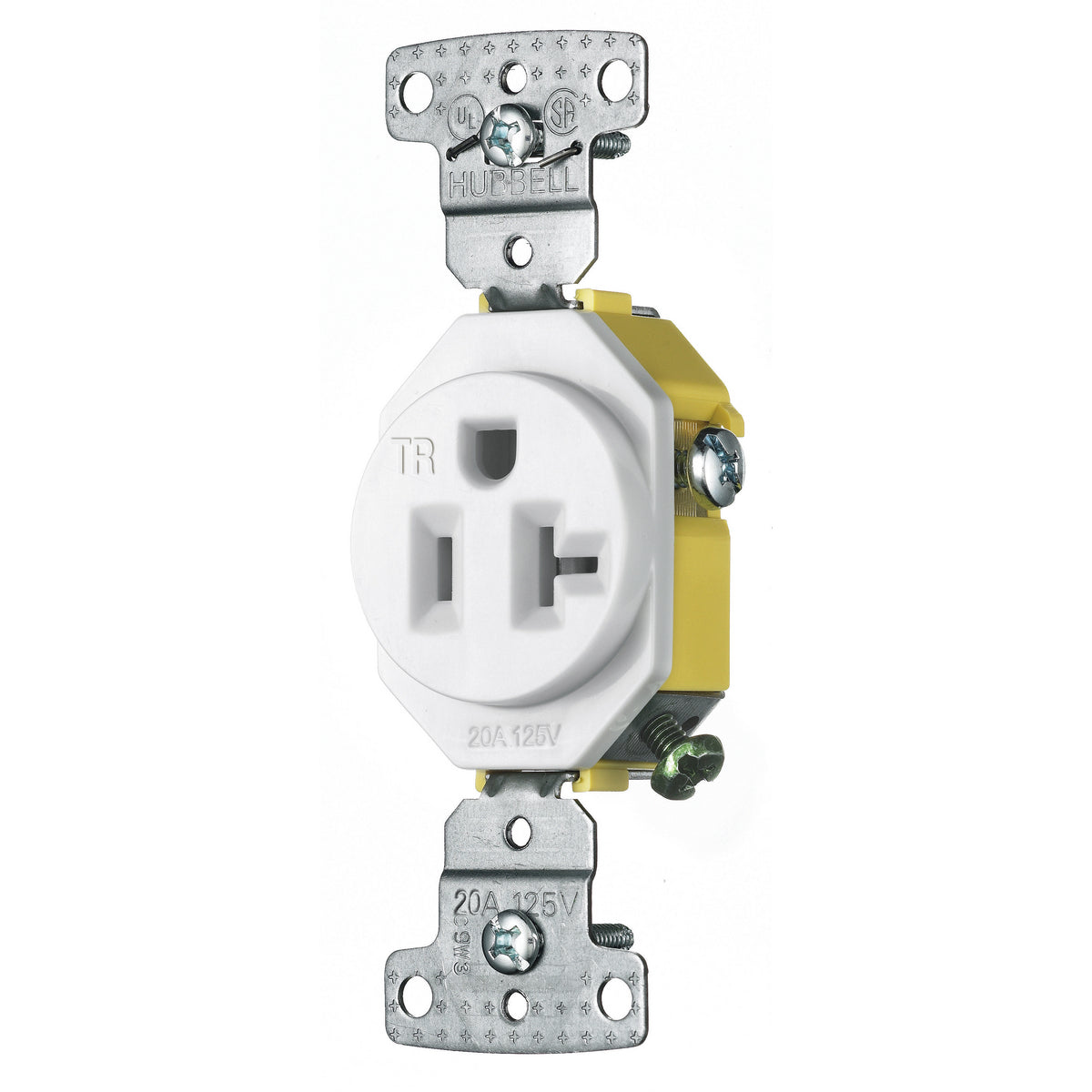 Hubbell RR201WTR Wiring Device-Kellems Straight Blade Receptacle 20A 125V