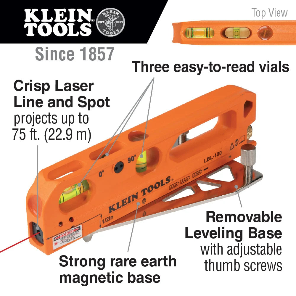 Klein Tools LBL-100 Laser Level with Bubble Vials Magnetic