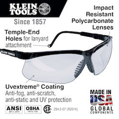 Klein 60053 Protective Eyewear, Black Frame, Clear Lens