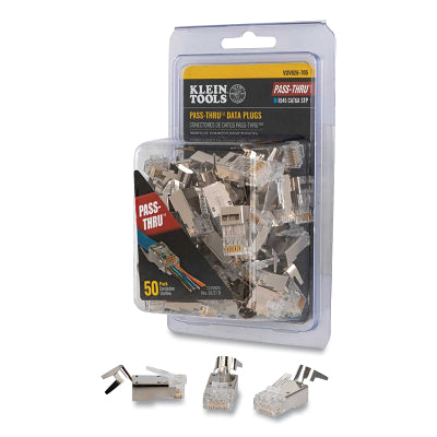 Klein Tools VDV826-705 Pass-Thru Modular Data Plugs, RJ45-CAT6A, Shielded (STP), 50-Pack