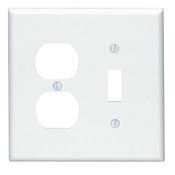 Leviton 80505-W 2-Gang 1-Toggle 1-Duplex Device Mount Midway Size Thermoset White Combination Wallplate