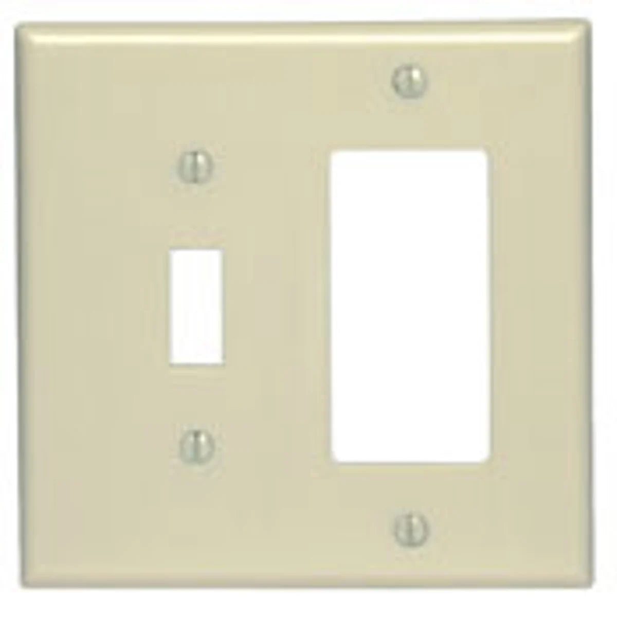 Leviton 80605-I 2-Gang 1-Toggle 1-Decora/GFCI Device Combination Wallplate Midway Size