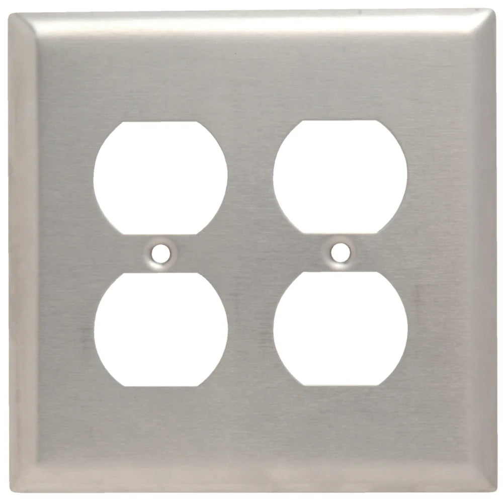 Legrand SSJ82 Smooth Metal Wall Plate Junior-Jumbo 2gang Duplex