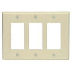 Leviton 80611-I 3-Gang Decora/GFCI Device Decora Wallplate, Ivory