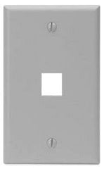 Leviton 41080-1GP Single-Gang QuickPort Wall Plate, 1-Port, Grey