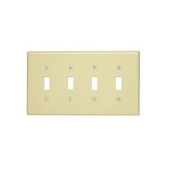 Leviton PJ4-I 4-Gang Toggle Switch Wallplate, Midway Size - Ivory