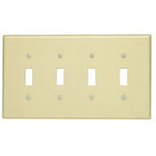 Leviton PJ4-I 4-Gang Toggle Switch Wallplate, Midway Size - Ivory