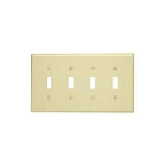 Leviton PJ4-I 4-Gang Toggle Switch Wallplate, Midway Size - Ivory