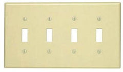 Leviton PJ4-I 4-Gang Toggle Switch Wallplate, Midway Size - Ivory