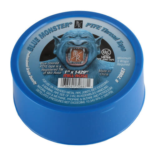 Mill-Rose 76085 Cleanfit Blue Monster Self-Fusing Compression Seal Tape 12 ft x 1 in x 0.045 in