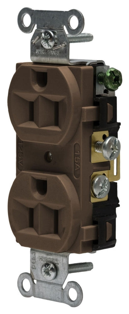 Hubbell CRF15 Wiring Device-Kellems 1-Phase Duplex Finder Groove Face Self-Grounding Standard Traditional Screw Mount Receptacle